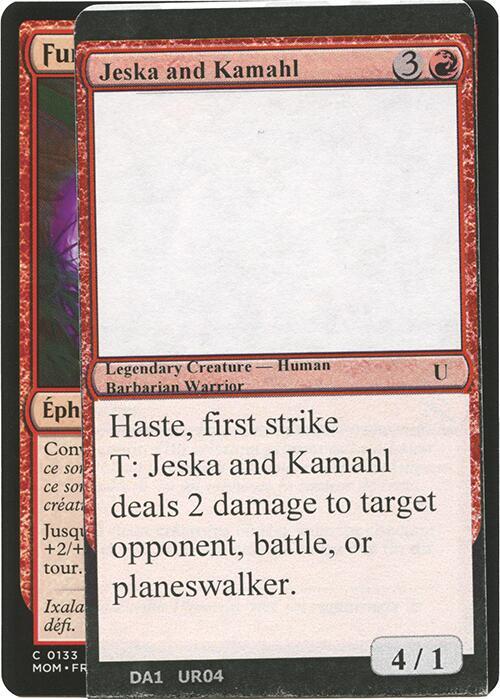Jeska and Kamahl card from Un-Known Event Playtest Cards