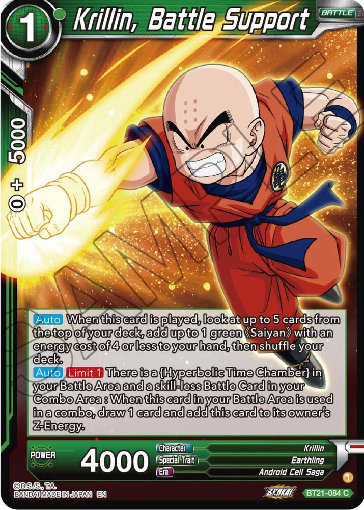 Krillin, Battle Support BT21-084 card from Wild Resurgence