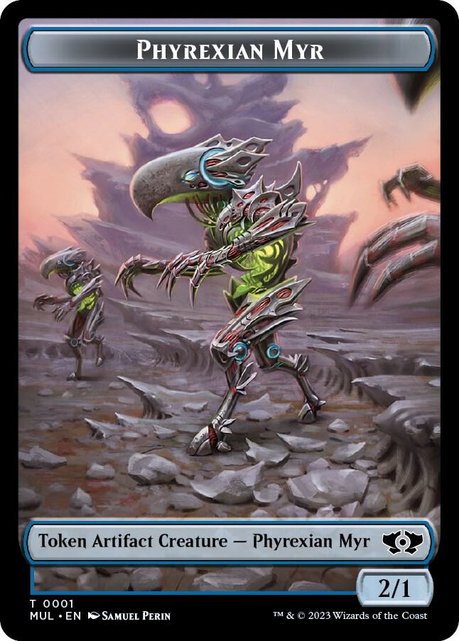Phyrexian Myr // Dinosaur Double-Sided Token 1 // 7 card from March of the Machine