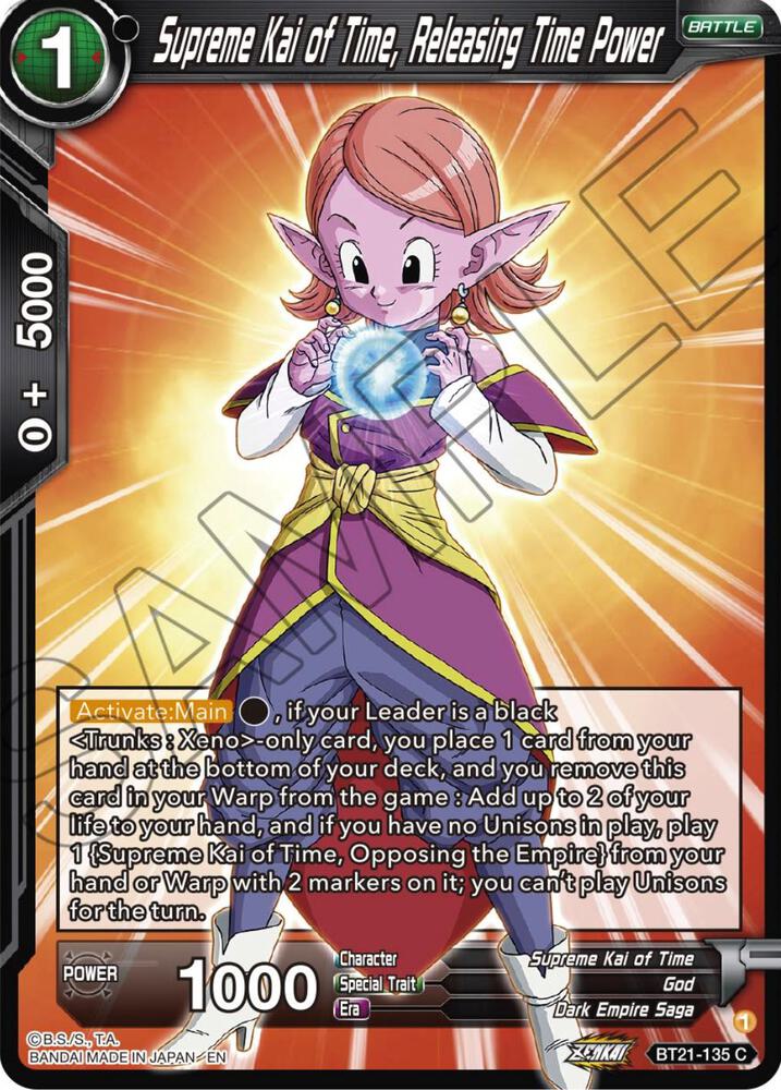 Supreme Kai of Time, Releasing Time Power BT21-135 card from Wild Resurgence