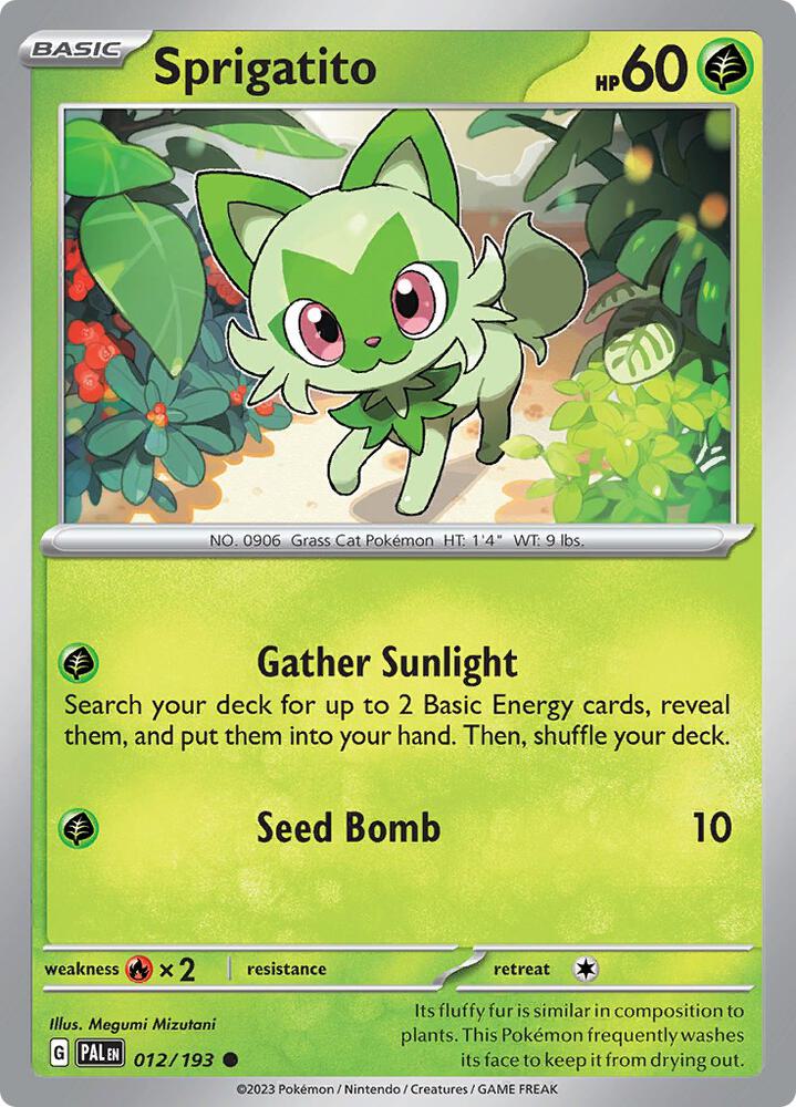 Sprigatito 012/193 card from SV02: Paldea Evolved