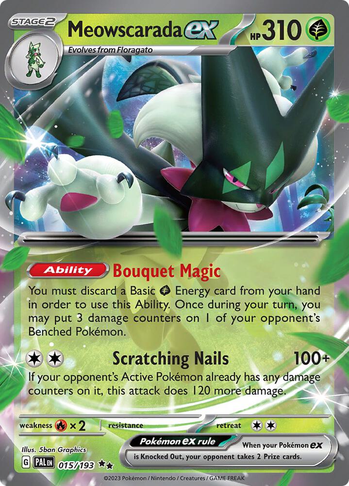 Meowscarada ex 015/193 card from SV02: Paldea Evolved