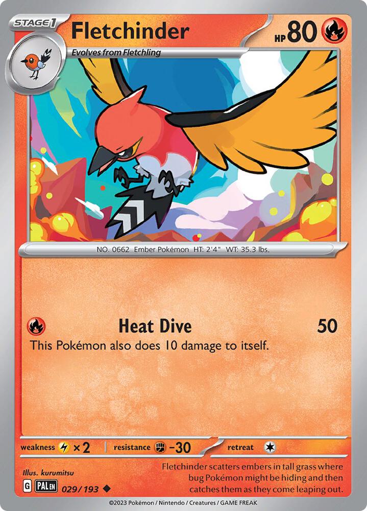 Fletchinder 029/193 card from SV02: Paldea Evolved