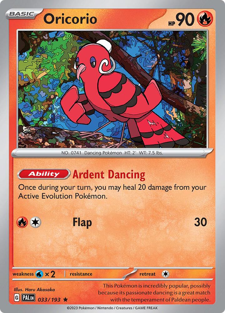 Oricorio 033/193 card from SV02: Paldea Evolved