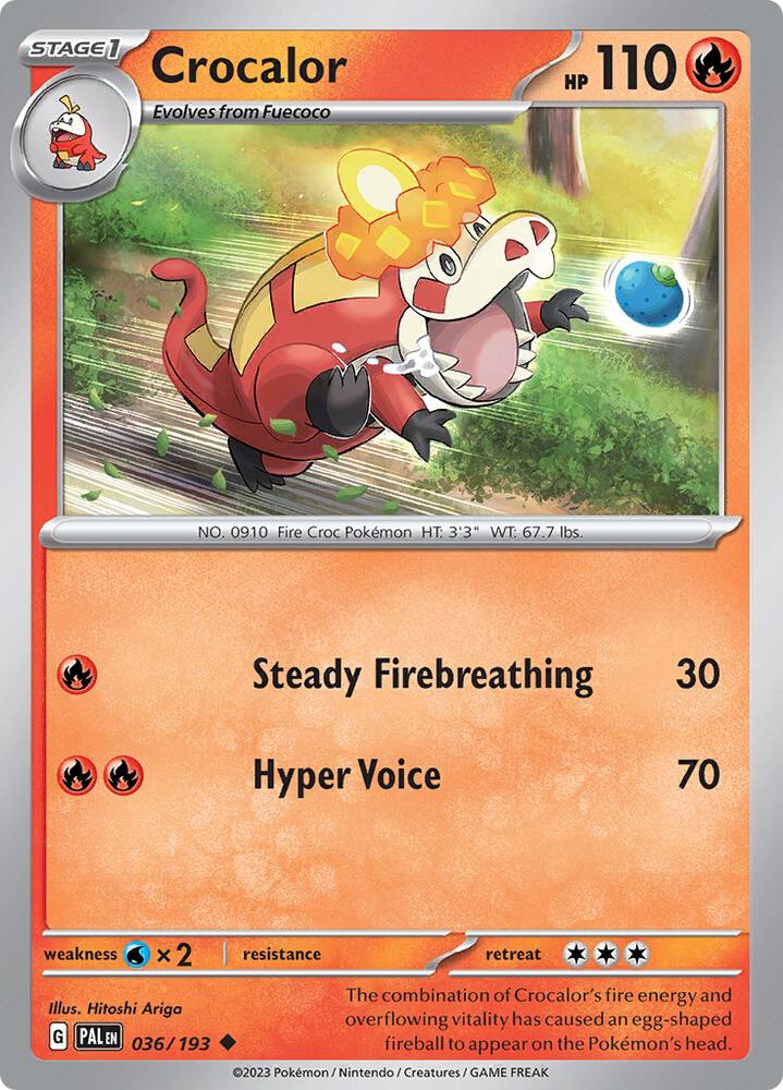 Crocalor 036/193 card from SV02: Paldea Evolved