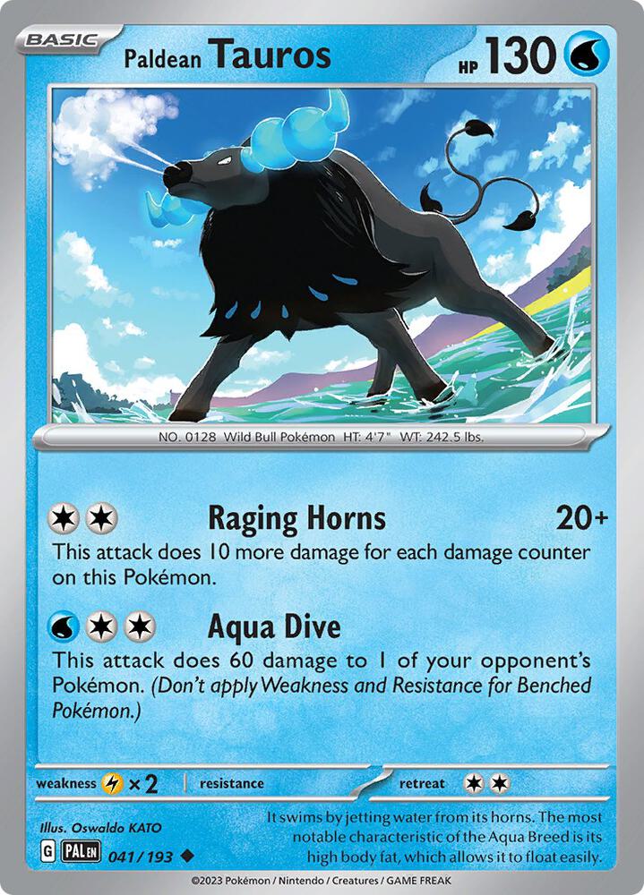 Paldean Tauros 041/193 card from SV02: Paldea Evolved