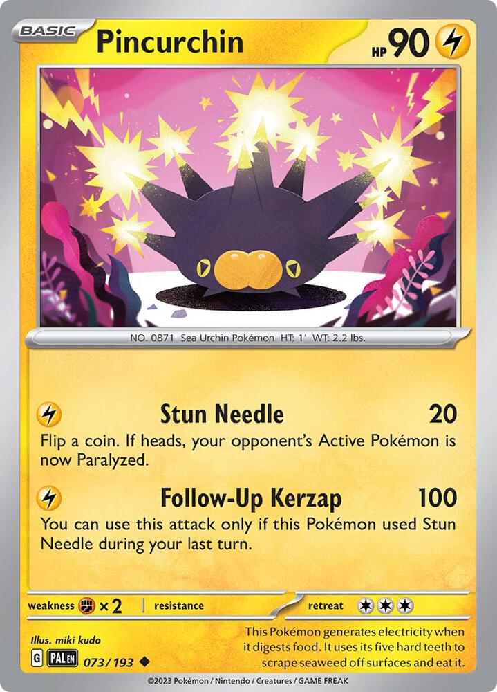 Pincurchin 073/193 card from SV02: Paldea Evolved