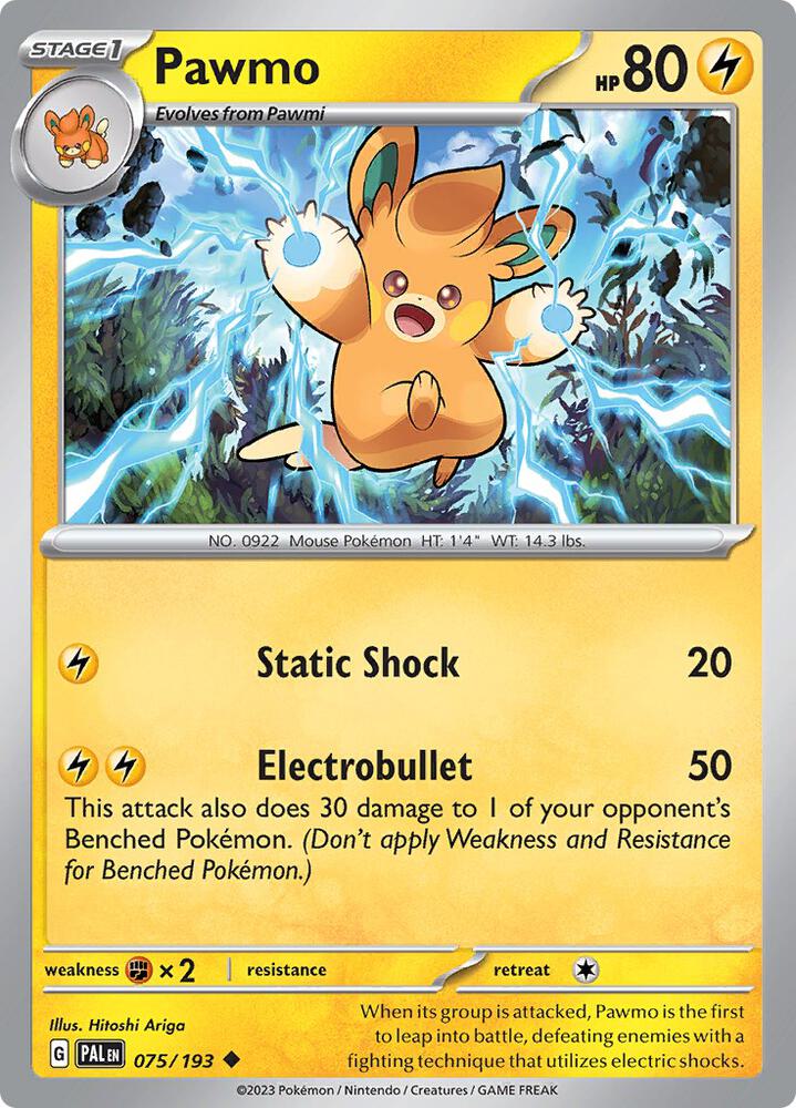 Pawmo 075/193 card from SV02: Paldea Evolved