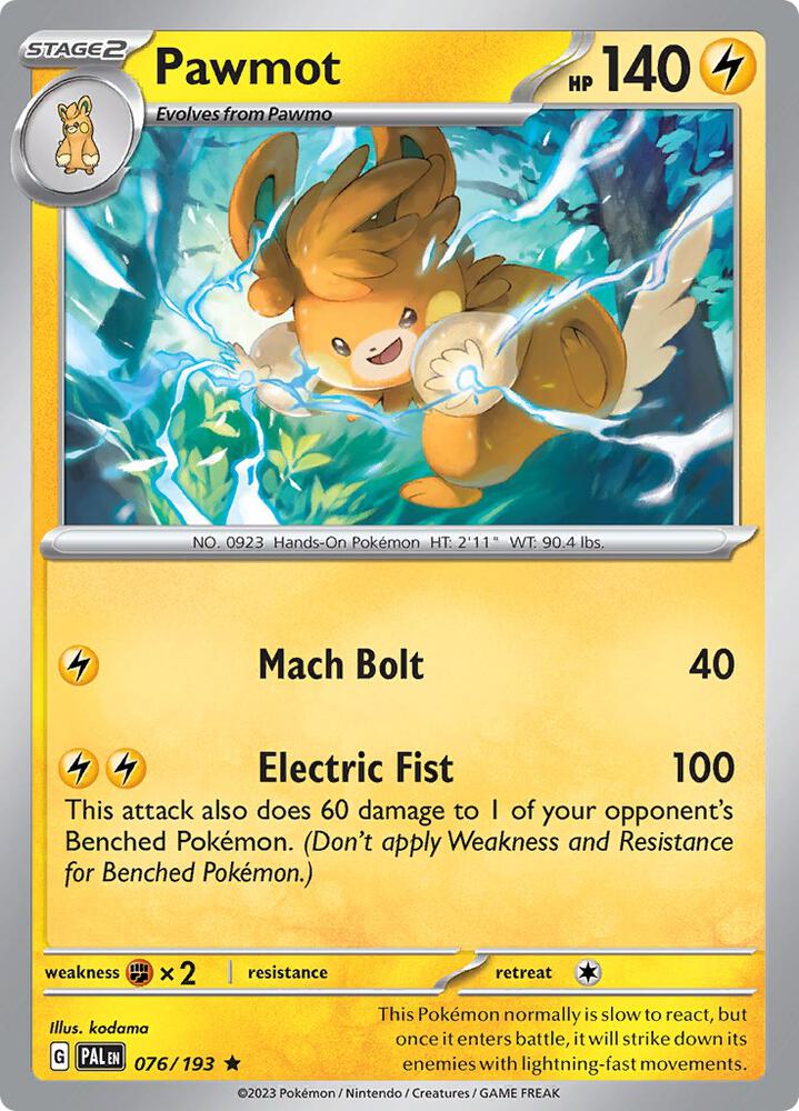 Pawmot 076/193 card from SV02: Paldea Evolved