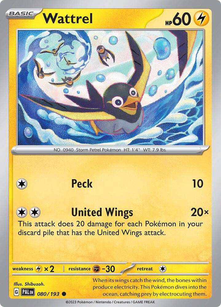 Wattrel 080/193 card from SV02: Paldea Evolved