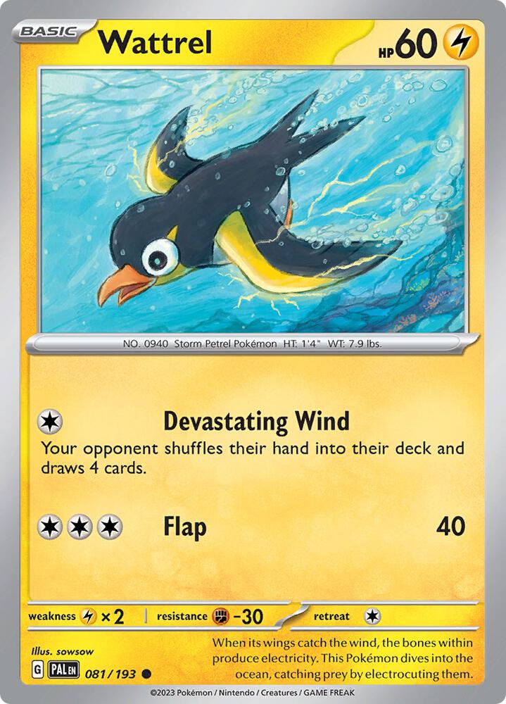 Wattrel 081/193 card from SV02: Paldea Evolved