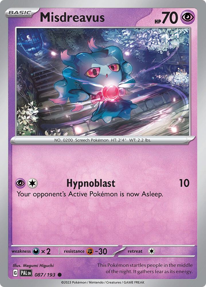 Misdreavus 087/193 card from SV02: Paldea Evolved
