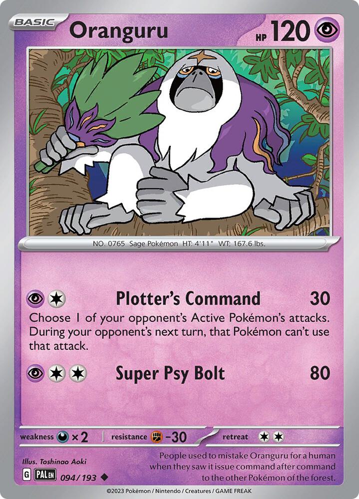 Oranguru 094/193 card from SV02: Paldea Evolved