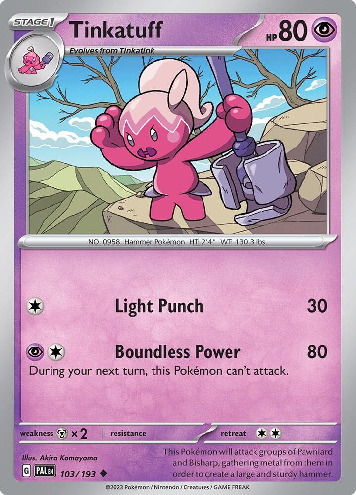 Tinkatuff 103/193 card from SV02: Paldea Evolved