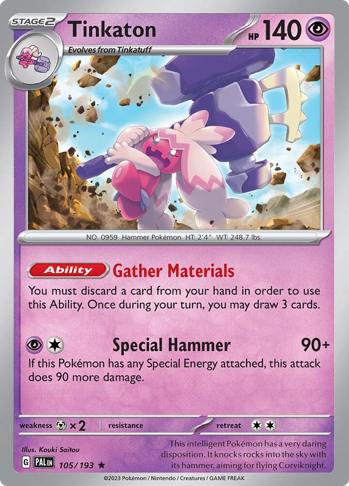 Tinkaton 105/193 card from SV02: Paldea Evolved