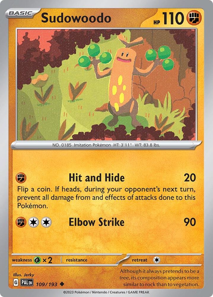 Sudowoodo 109/193 card from SV02: Paldea Evolved
