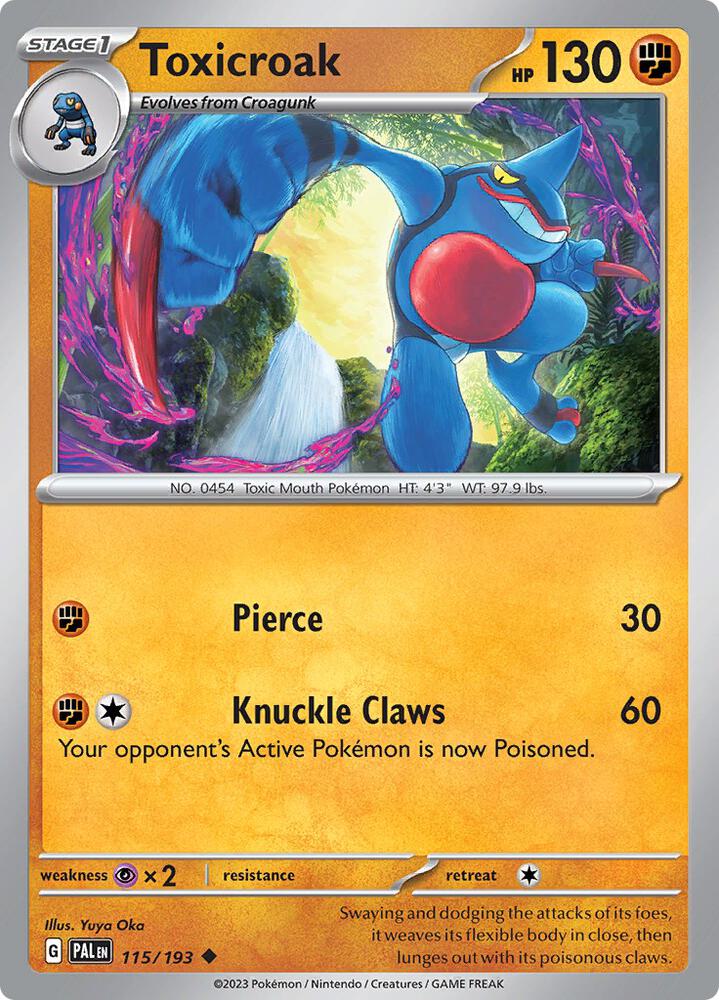 Toxicroak 115/193 card from SV02: Paldea Evolved