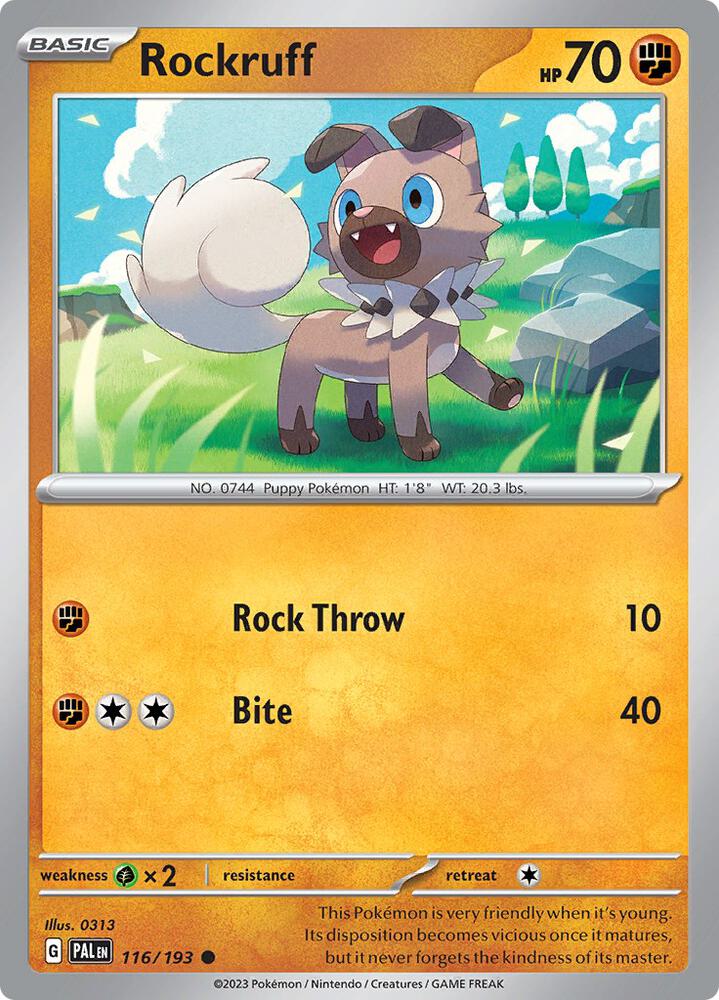 Rockruff 116/193 card from SV02: Paldea Evolved