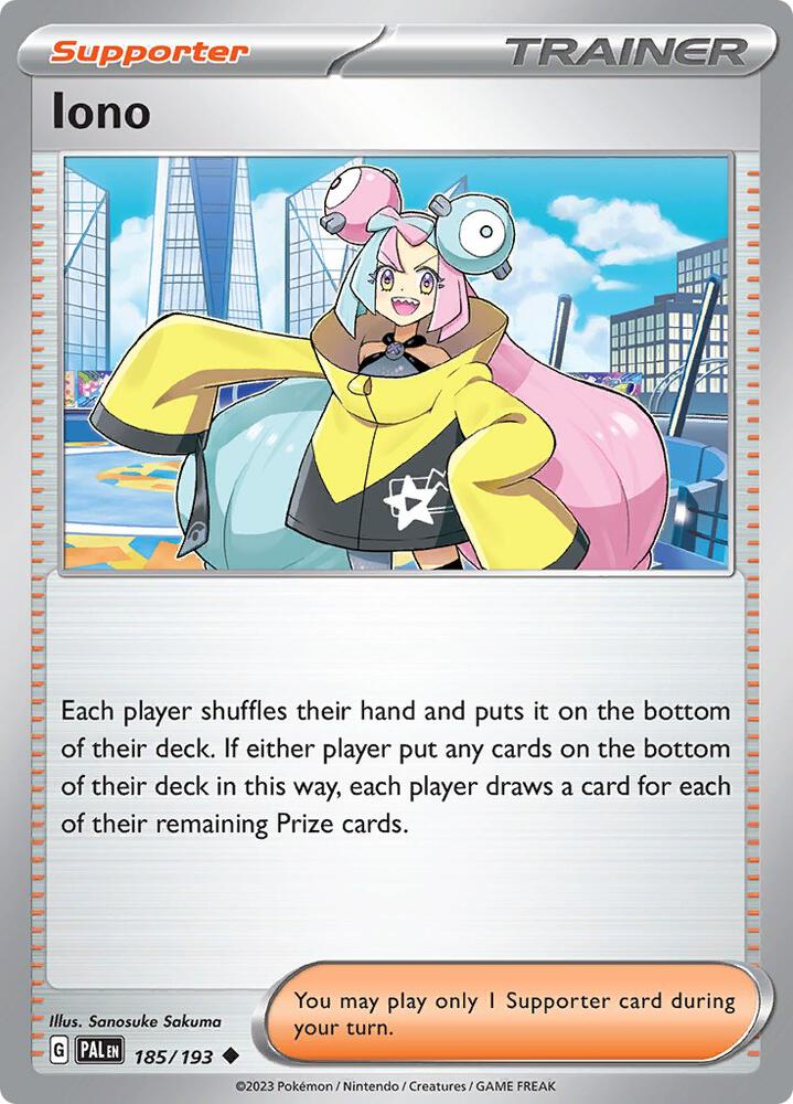 Iono 185/193 card from SV02: Paldea Evolved