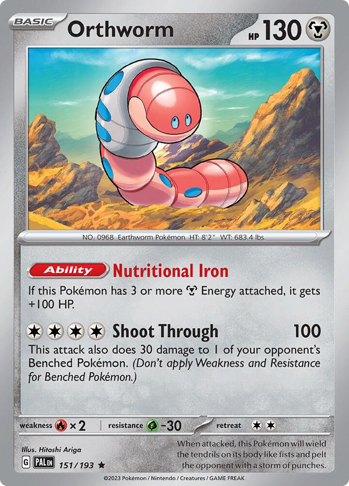Orthworm 151/193 card from SV02: Paldea Evolved