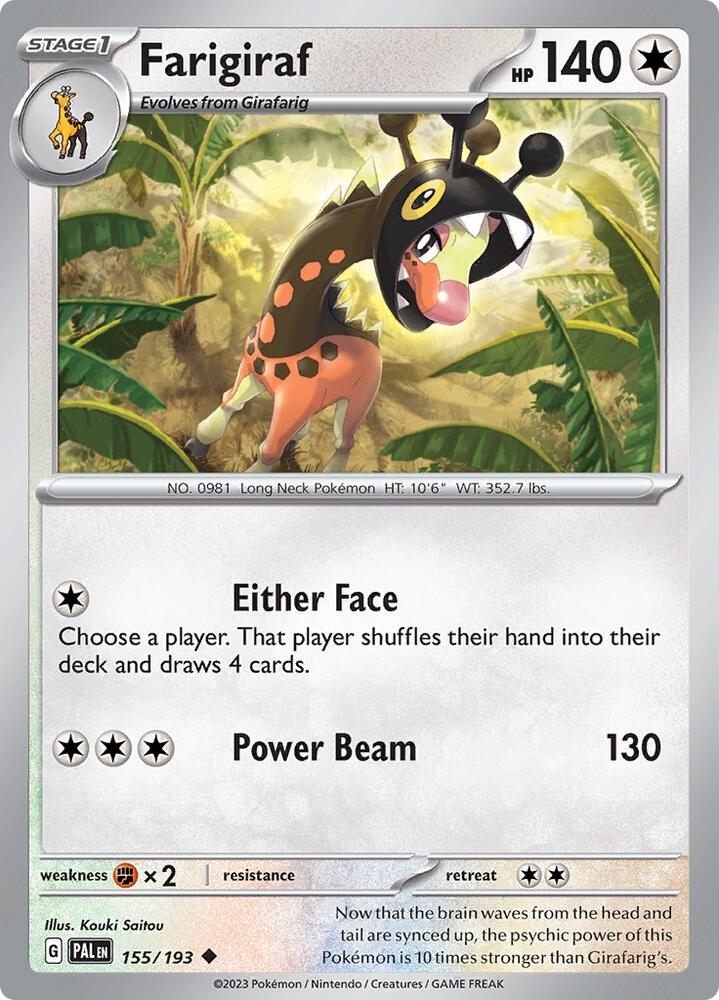 Farigiraf 155/193 card from SV02: Paldea Evolved