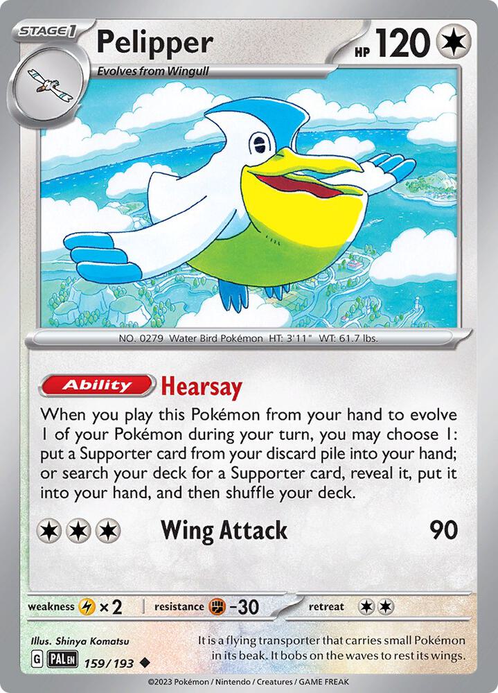Pelipper 159/193 card from SV02: Paldea Evolved