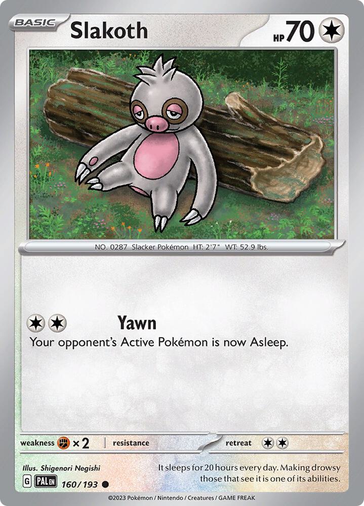 Slakoth 160/193 card from SV02: Paldea Evolved