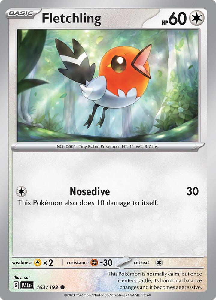Fletchling 163/193 card from SV02: Paldea Evolved