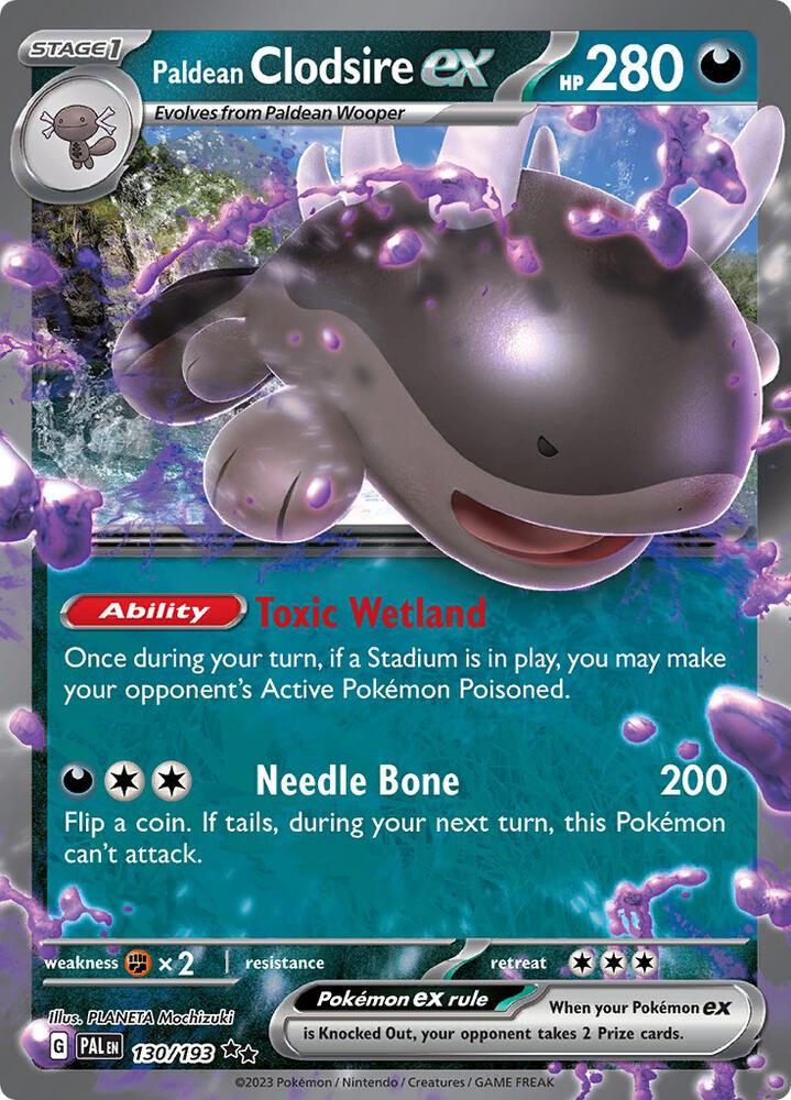 Paldean Clodsire ex 130/193 card from SV02: Paldea Evolved