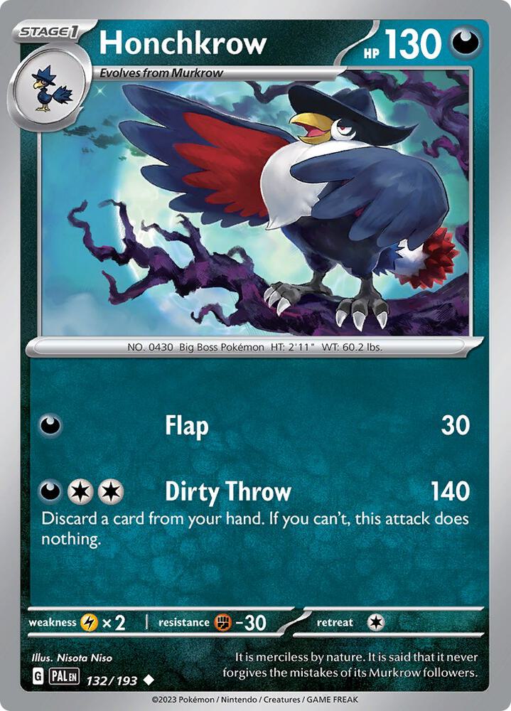 Honchkrow 132/193 card from SV02: Paldea Evolved