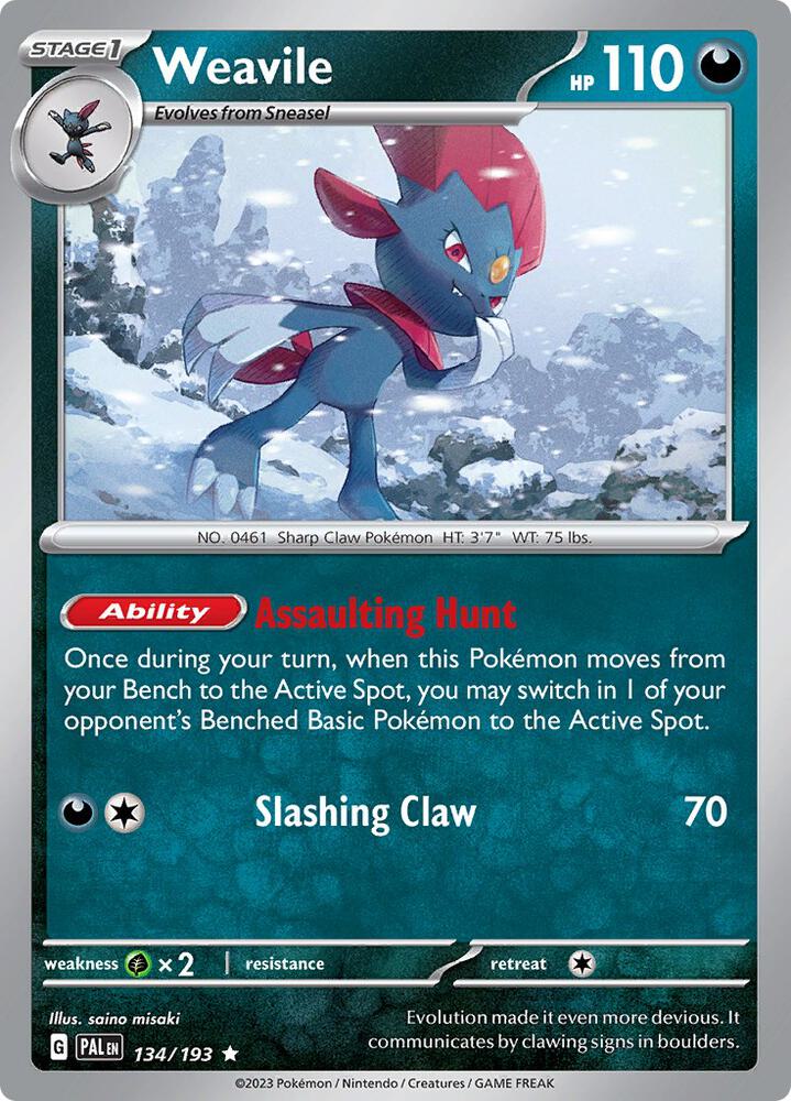Weavile 134/193 card from SV02: Paldea Evolved