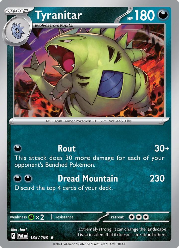 Tyranitar 135/193 card from SV02: Paldea Evolved