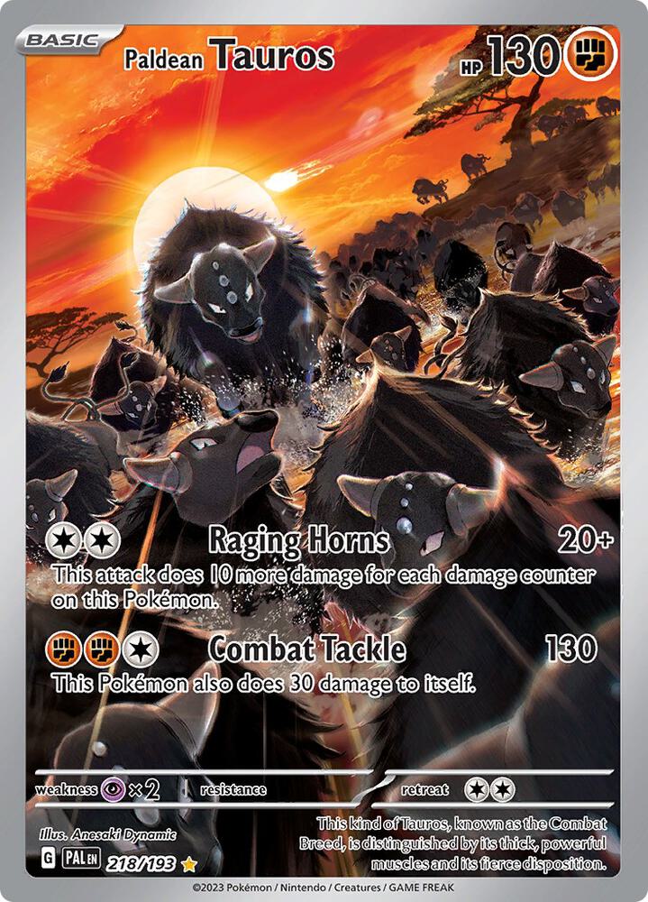 Paldean Tauros 218/193 card from SV02: Paldea Evolved