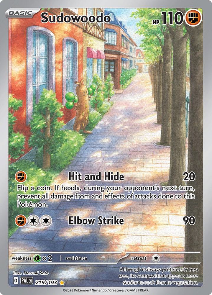 Sudowoodo 219/193 card from SV02: Paldea Evolved