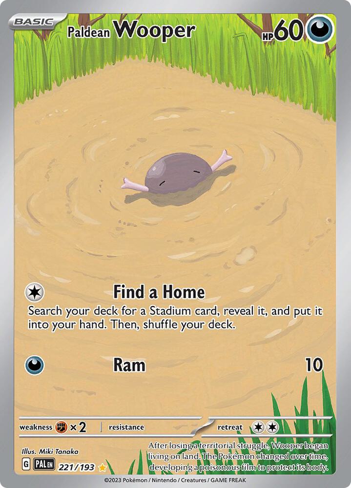 Paldean Wooper 221/193 card from SV02: Paldea Evolved
