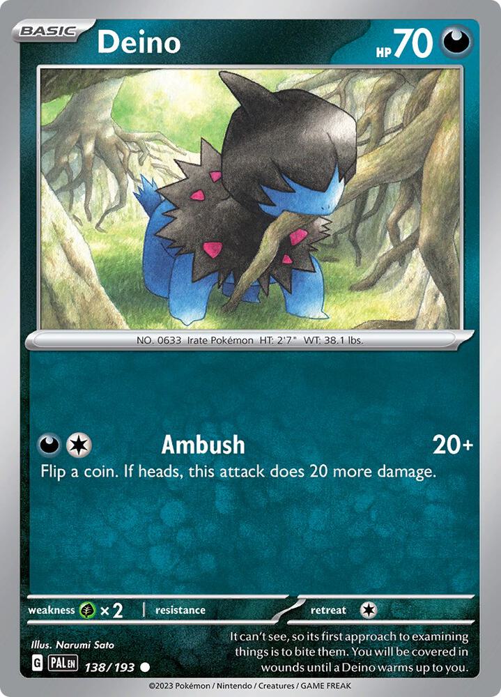 Deino 138/193 card from SV02: Paldea Evolved