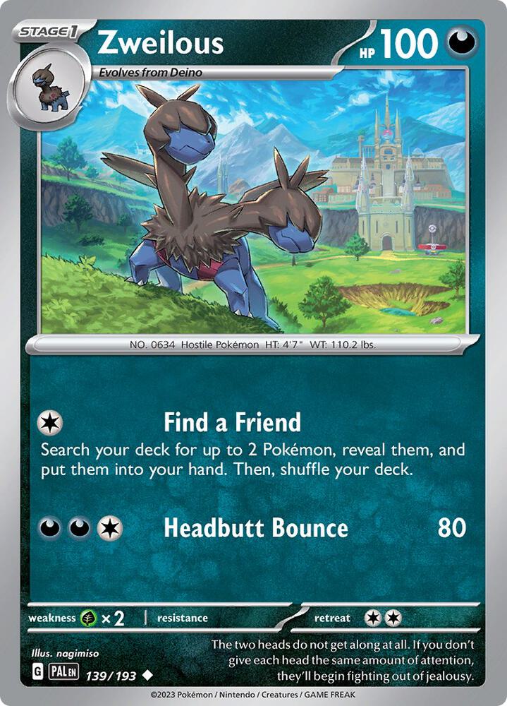 Zweilous 139/193 card from SV02: Paldea Evolved