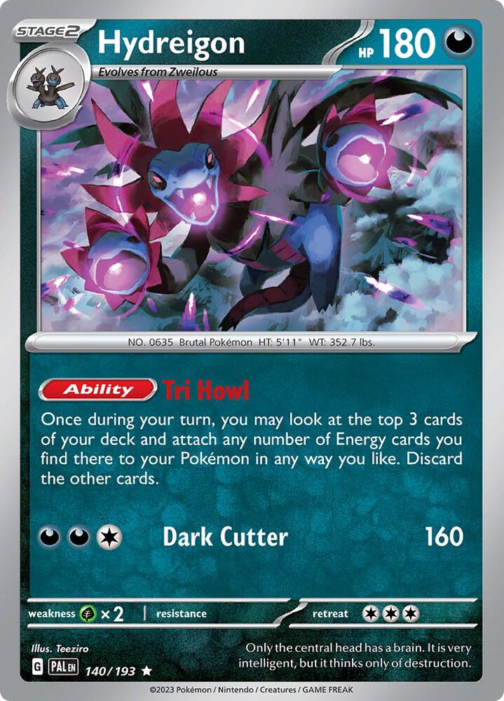 Hydreigon 140/193 card from SV02: Paldea Evolved