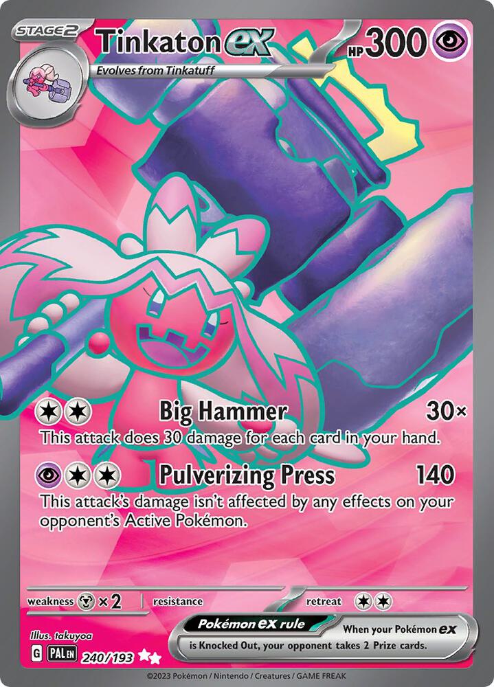 Tinkaton ex 240/193 card from SV02: Paldea Evolved