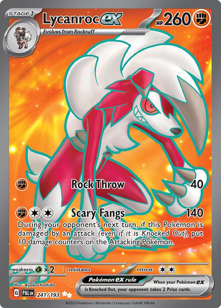 Lycanroc ex 241/193 card from SV02: Paldea Evolved