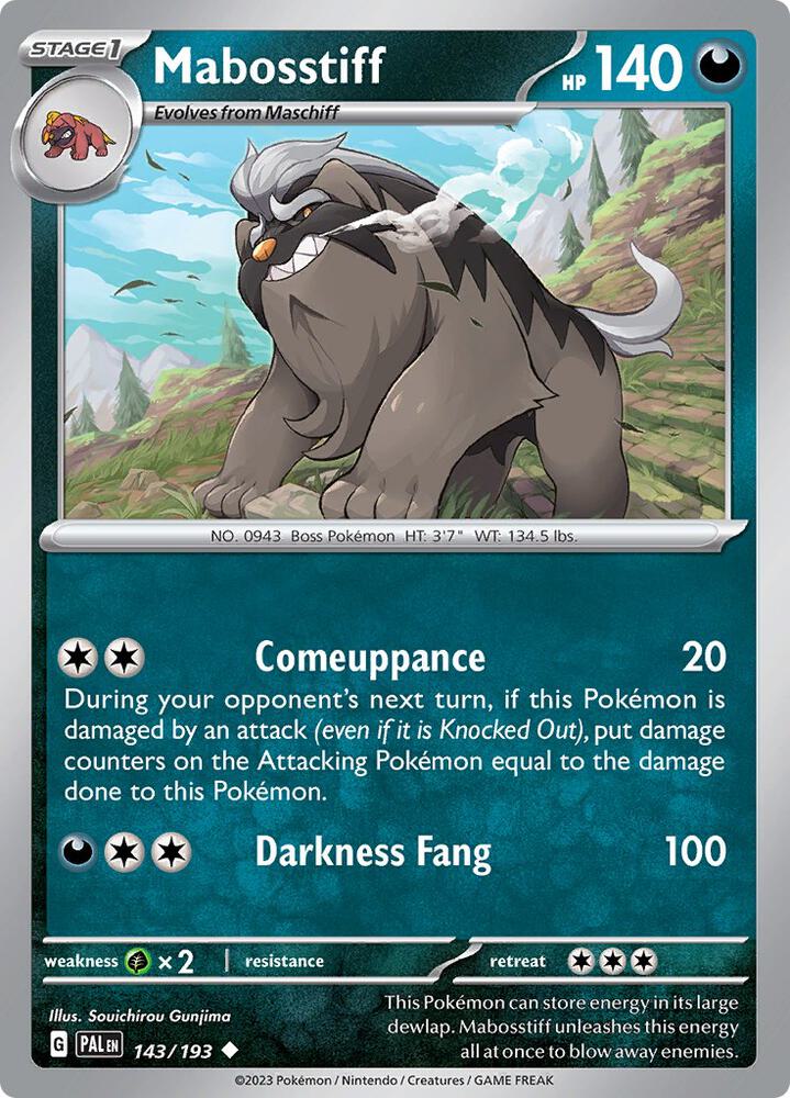 Mabosstiff 143/193 card from SV02: Paldea Evolved