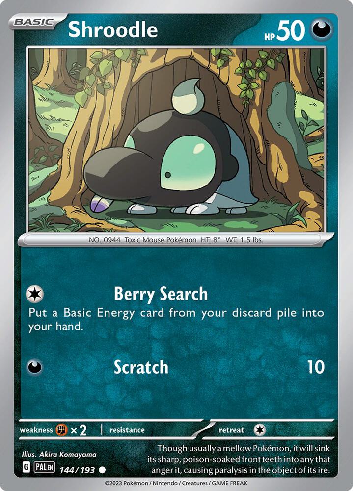 Shroodle 144/193 card from SV02: Paldea Evolved