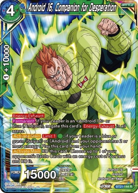 Android 16, Companion for Desperation BT21-144 card from Wild Resurgence