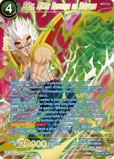 Baby, Bitter Revenge on Saiyans (SPR) BT21-062 card from Wild Resurgence