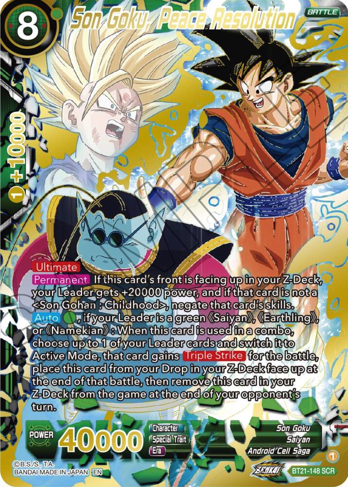 Son Goku, Peace Resolution BT21-148 card from Wild Resurgence