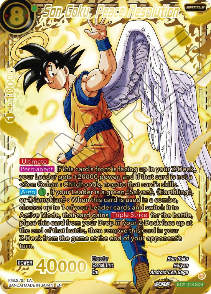 Son Goku, Peace Resolution (God Rare) BT21-148 card from Wild Resurgence