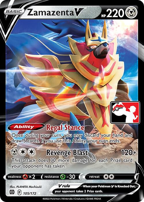 Zamazenta V 105/172 card from Prize Pack Series Cards