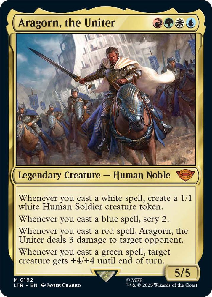 Aragorn, the Uniter 192 card from Universes Beyond: The Lord of the Rings: Tales of Middle-earth