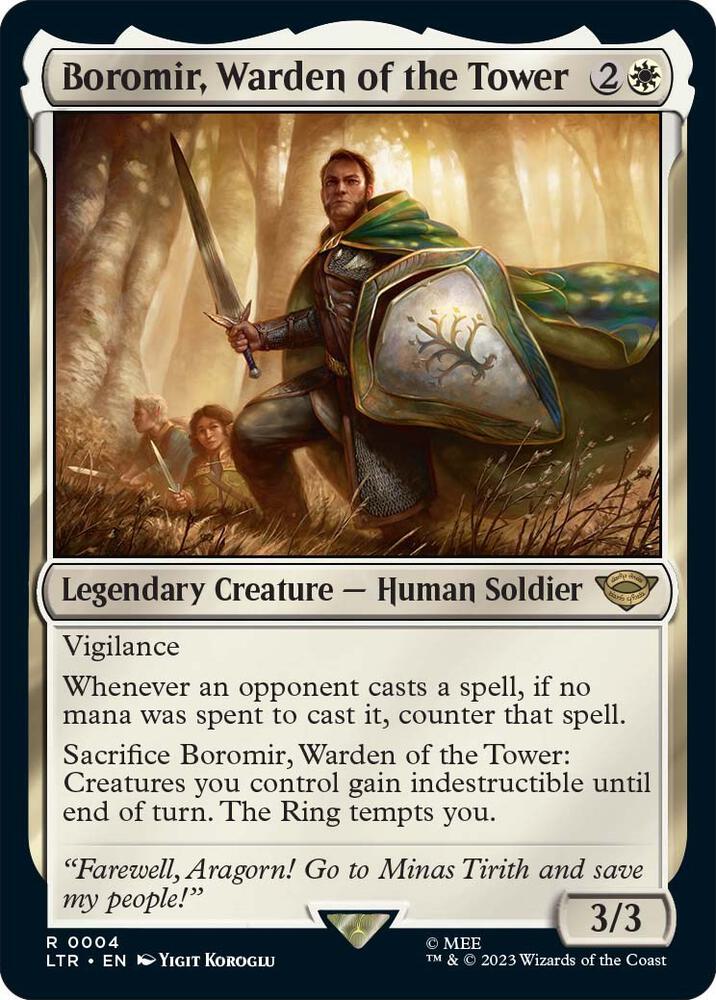 Boromir, Warden of the Tower 4 card from Universes Beyond: The Lord of the Rings: Tales of Middle-earth