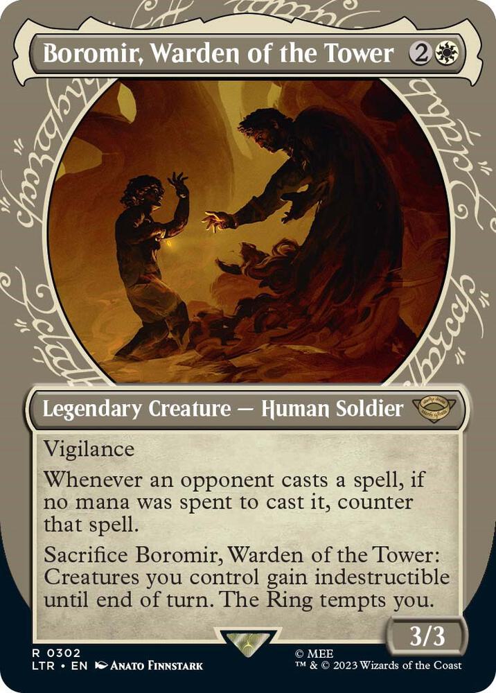 Boromir, Warden of the Tower (Showcase) 302 card from Universes Beyond: The Lord of the Rings: Tales of Middle-earth